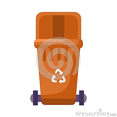 Open Lid Transportable Textile Waste Container Vector Illustration