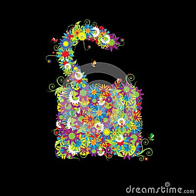 Open lock, floral style Vector Illustration