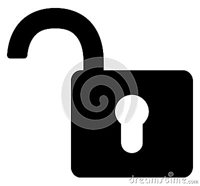 Open lock icon silhouette. Padlock unlocked vector illustration isolated on white Vector Illustration