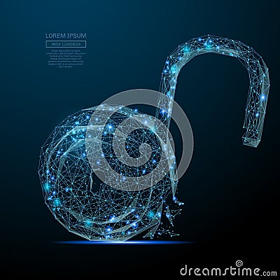 Open lock low poly blue Vector Illustration