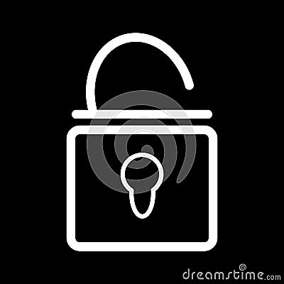 Open lock vector icon. Black and white lock illustration. Outline linear icon. Vector Illustration