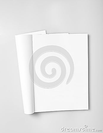 Open magazine with blank pages Stock Photo