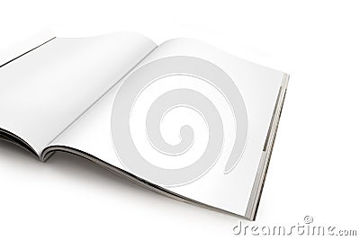 Open Magazine Spread with Blank Pages Stock Photo