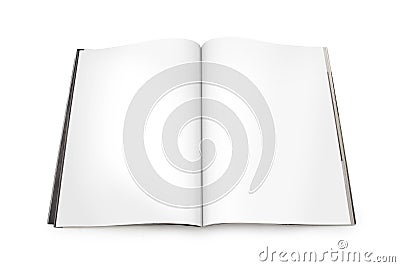 Open Magazine Spread with Blank Pages Stock Photo