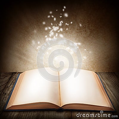 Open magic book Stock Photo