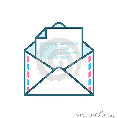 Open mail flat icon Vector Illustration