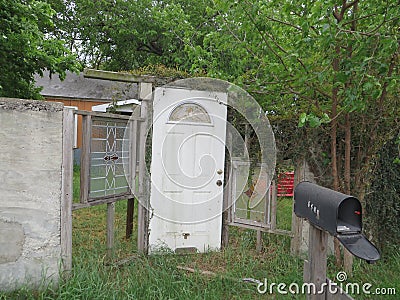 Mailbox and gate, Austin, Texas Stock Photo