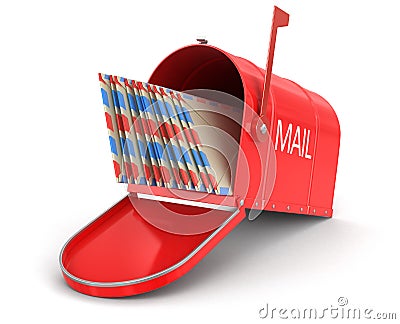 Open mailbox with letters (clipping path included) Stock Photo