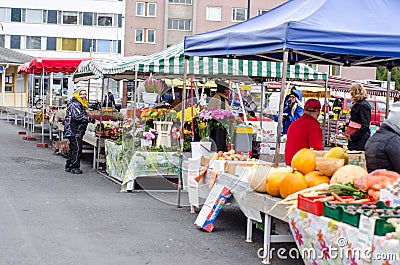 Open market in Tampere Finland Editorial Stock Photo