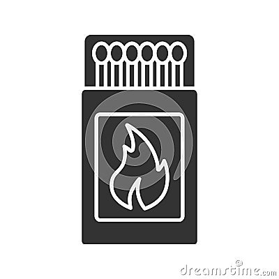 Open matchbox with matchsticks glyph icon Vector Illustration