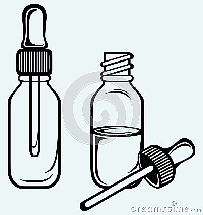 Open medicine bottle with a dropper Vector Illustration