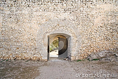 Open medieval castle gate Stock Photo