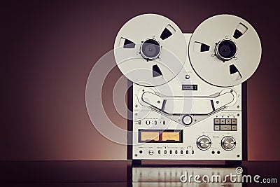 Open Metal Reels With Tape For Professional Sound Recording with Stock Photo