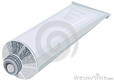 Open metal tube toothpaste isolated on white background Vector Illustration