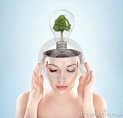 Open minded woman Stock Photo