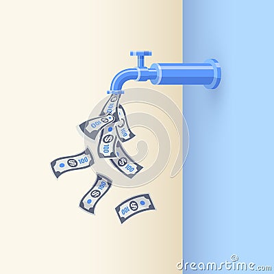 Open Money Faucet Passive Income Illustration Vector Illustration