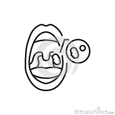 Open mouth with adenoids line color icon. Sign for web page, mobile app Vector Illustration