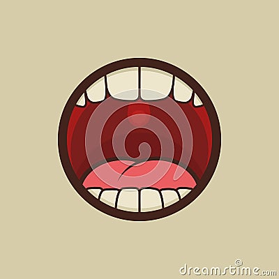 Open Mouth with Teeth and Tongue Vector Vector Illustration