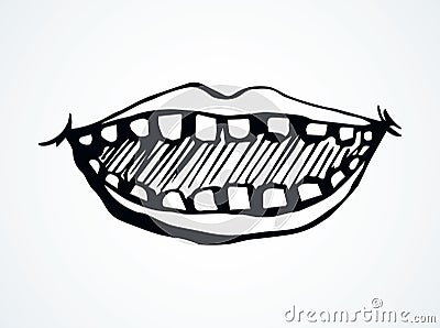 Open mouth with teeth. Vector drawing Vector Illustration