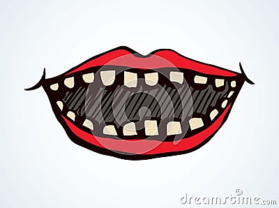 Open mouth with teeth. Vector drawing Vector Illustration