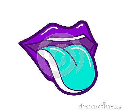 Open Mouth With Vibrant Lips and Tongue Sticking Out Vector Illustration