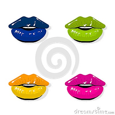 Open mouth woman lips togue pop art style Vector Illustration