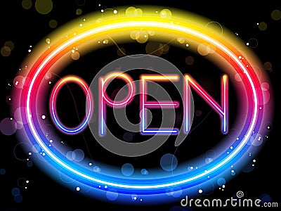 Open Neon Sign Vector Illustration