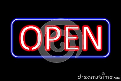 Open neon sign Vector Illustration