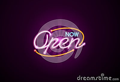 Open neon sign Vector Illustration