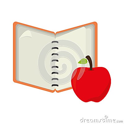 Open notebook with apple fruit Vector Illustration