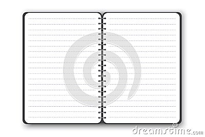 Open notebook. Blank vertical notebook page. Realistic vector design. Stock image Vector Illustration
