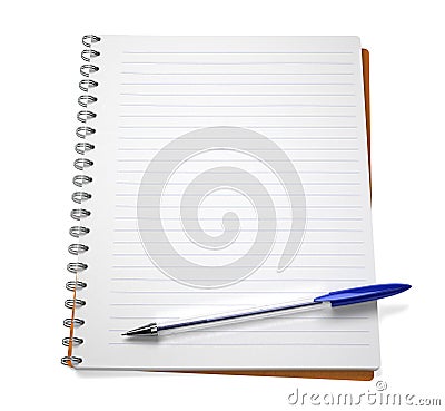 Open notebook with pen Stock Photo