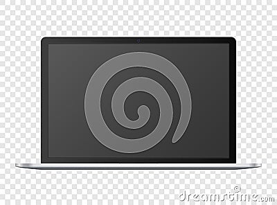 Open notebook template, black digital portable computer with empty screen, vector illustration Vector Illustration