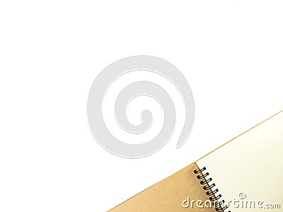 Open notebook with white page. Stock Photo