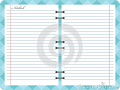 Open notepad notebook with spiral Cartoon Illustration