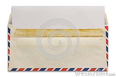 Open old airmail envelope with blank letter Stock Photo