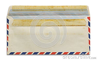 Open old airmail envelope isolated on white Stock Photo