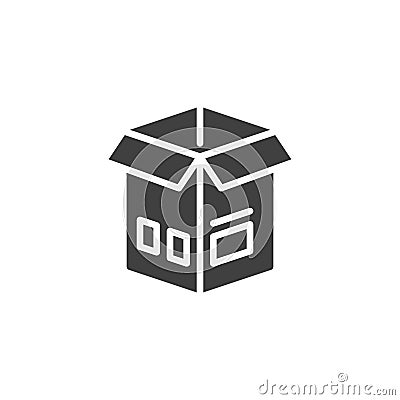 Open packaging box vector icon Vector Illustration