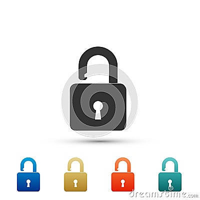 Open padlock icon isolated on white background. Lock symbol. Set elements in colored icons. Flat design. Vector Vector Illustration