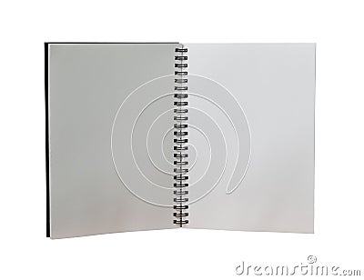 Open page with empty paper note book isolated white background u Stock Photo