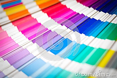 Open Pantone sample colors catalogue. Stock Photo