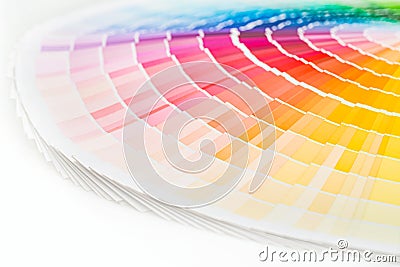 Open Pantone sample colors catalogue. Stock Photo