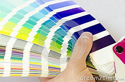 Open Pantone sample colors catalogue Stock Photo