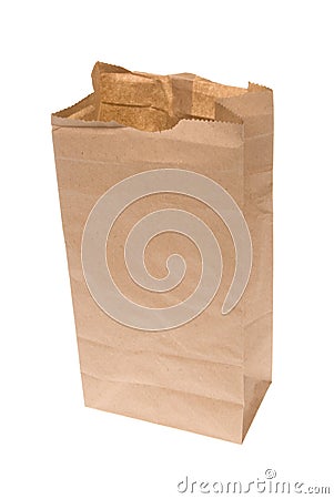 Open paper lunch bag Stock Photo