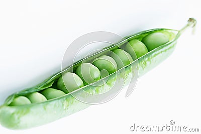 Open Pea Pod With Peas Inside Stock Photo