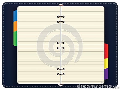 Open personal organizer, isolated. Vector Illustration