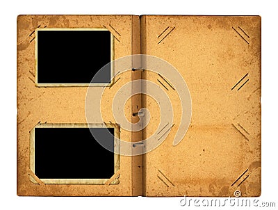 Open photoalbum with ribbon for photos Stock Photo