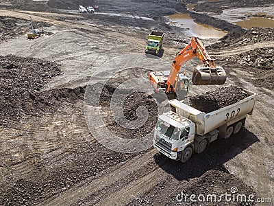 Open Pit Coal Mining, Aerial View, Borneo Indonesia. Editorial Stock Photo