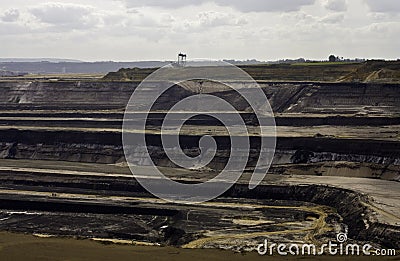 Open-pit lignite mining Stock Photo