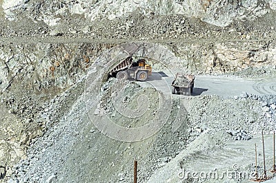 Open pit mining, the town of Asbest, Sverdlovsk oblast, Russia, Ural, 24.04.2016 year Editorial Stock Photo